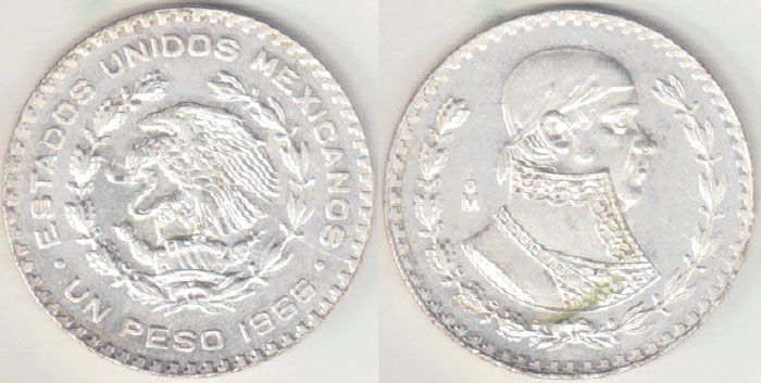 1966 Mexico silver 1 Peso A005787
